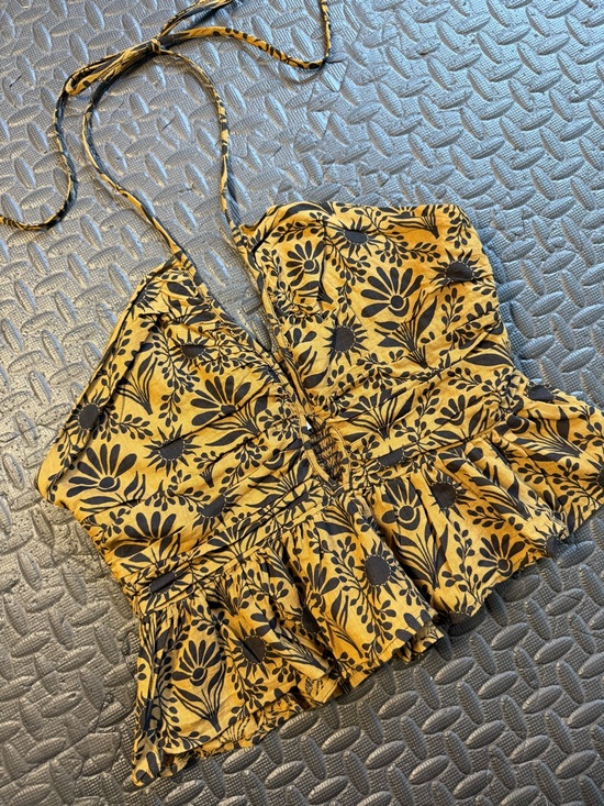 Free People Tops - Free People Dandelion Halter Top Brown Floral Size Medium